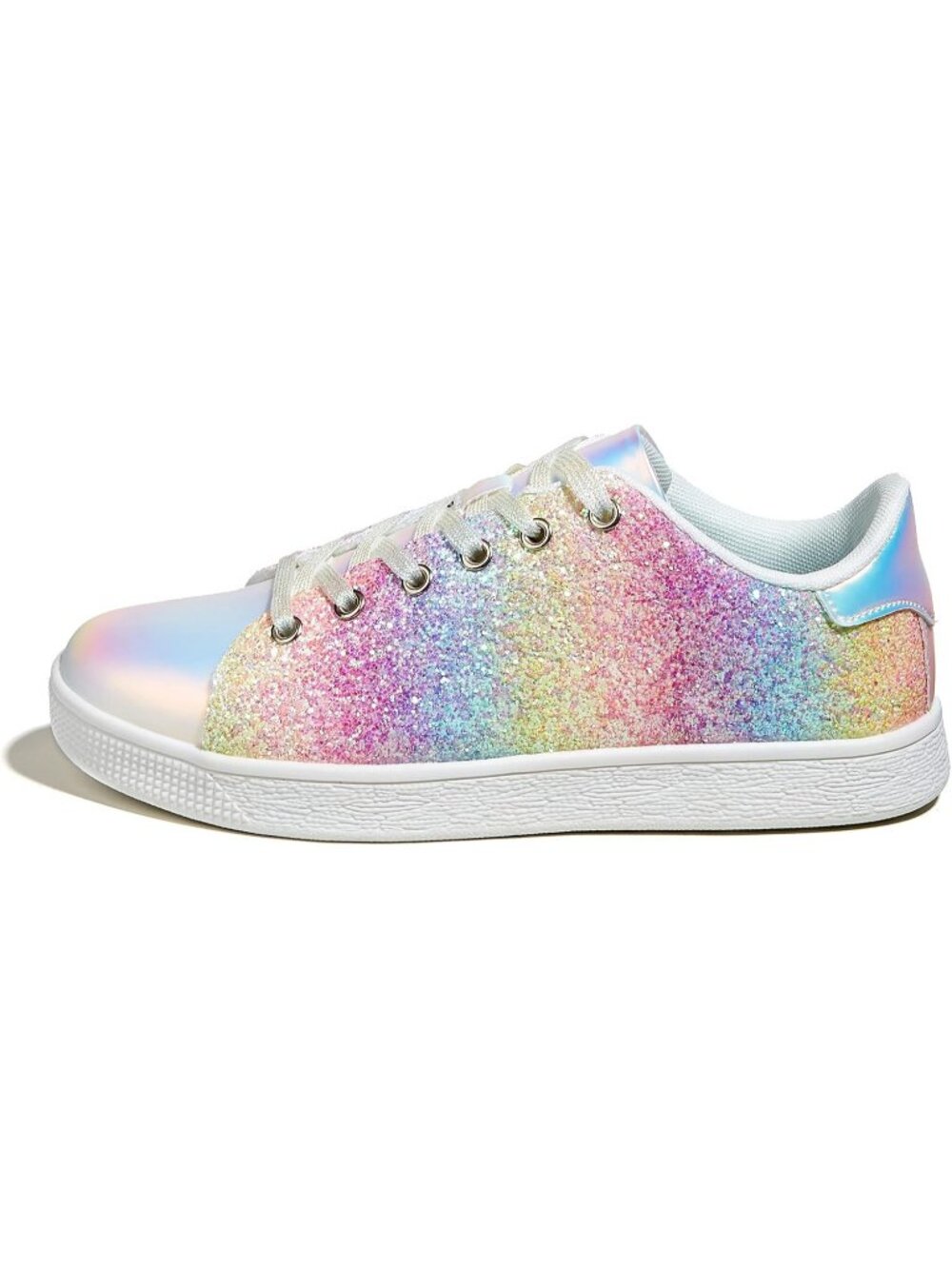 Women's Rainbow Sparkle Bedazzled Fashion Sparkly Glitter Bling Shiny Sneaker